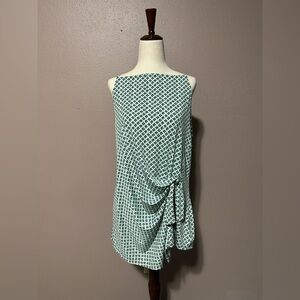 Banana Republic Factory Green White Geometric Pattern Faux Wrap Camisole Top